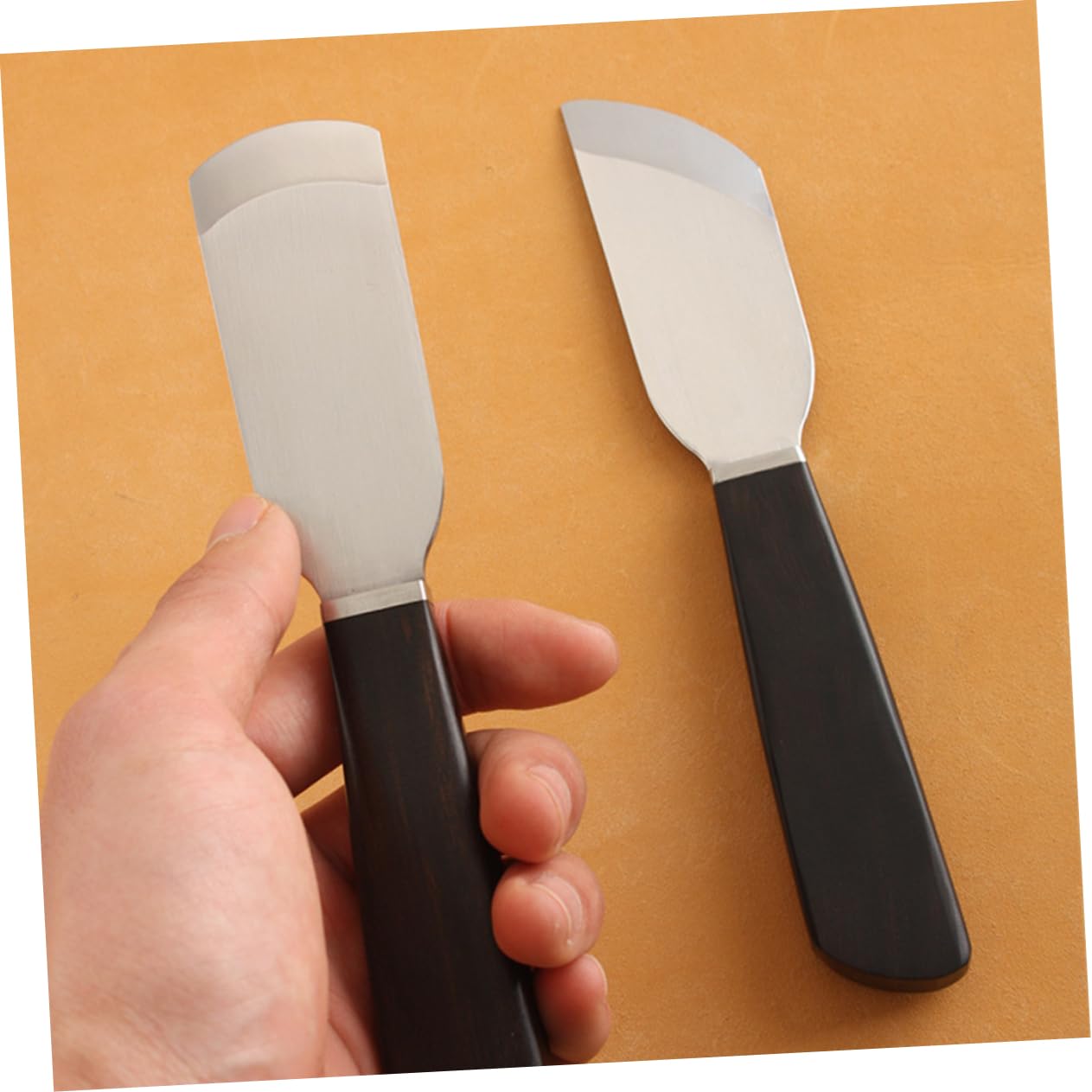 DOITOOL Cuchillo de Biselar Cuero Negro para Desbastar, Acero, Manual