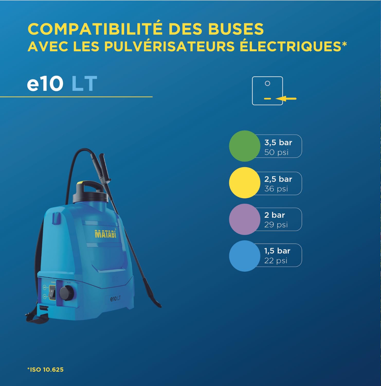 Matabi e10LT - Pulvérisateur Électrique 10L - Batterie 12V - 2 Buses | Pulvérisateur de Jardin avec Batterie à charge rapide, autonomie jusqu’à 150 L, pour potagers et jardins,pulvérisateur dorsal