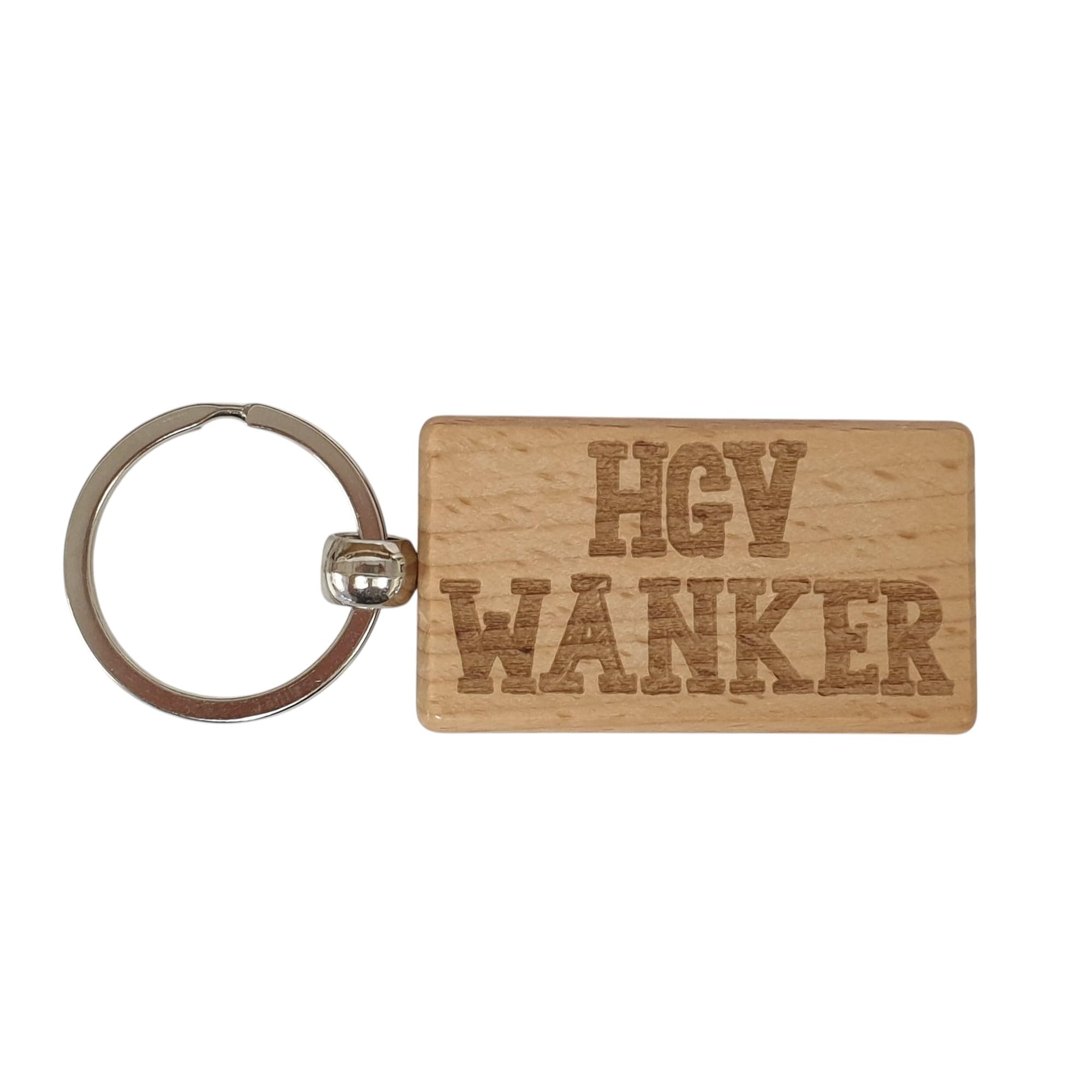 Decalarama Brown Hgv Wanker Keyring Gift Cute Engraved Wooden Truck Lorry Key Fob Fun Novelty Nice Custom