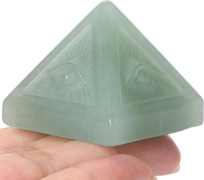 ZHIYUXI Green Aventurine Evil Eye Pyramid Gemstones and Crystals for Attracts Lucky Healing Pyramid Crystals Gifts Energy Balance Reiki Feng Shui 1.5x1.5x1.2 in