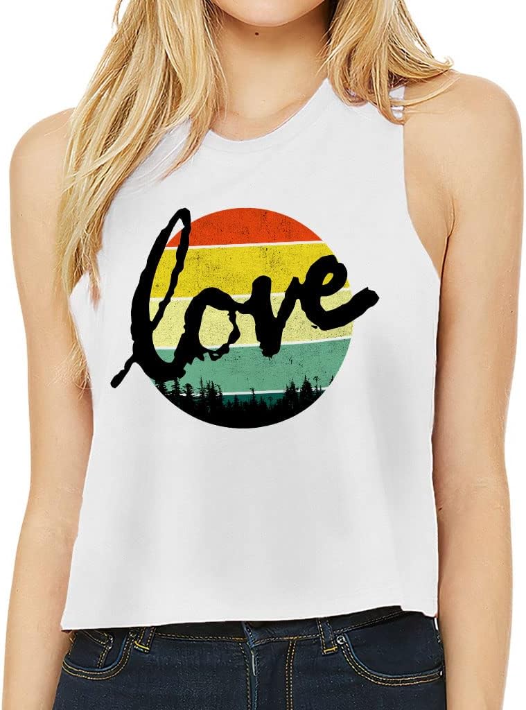 Love Graphic Racerback Cropped Tank - Vintage Women's Tank - Illustration Tank Top
