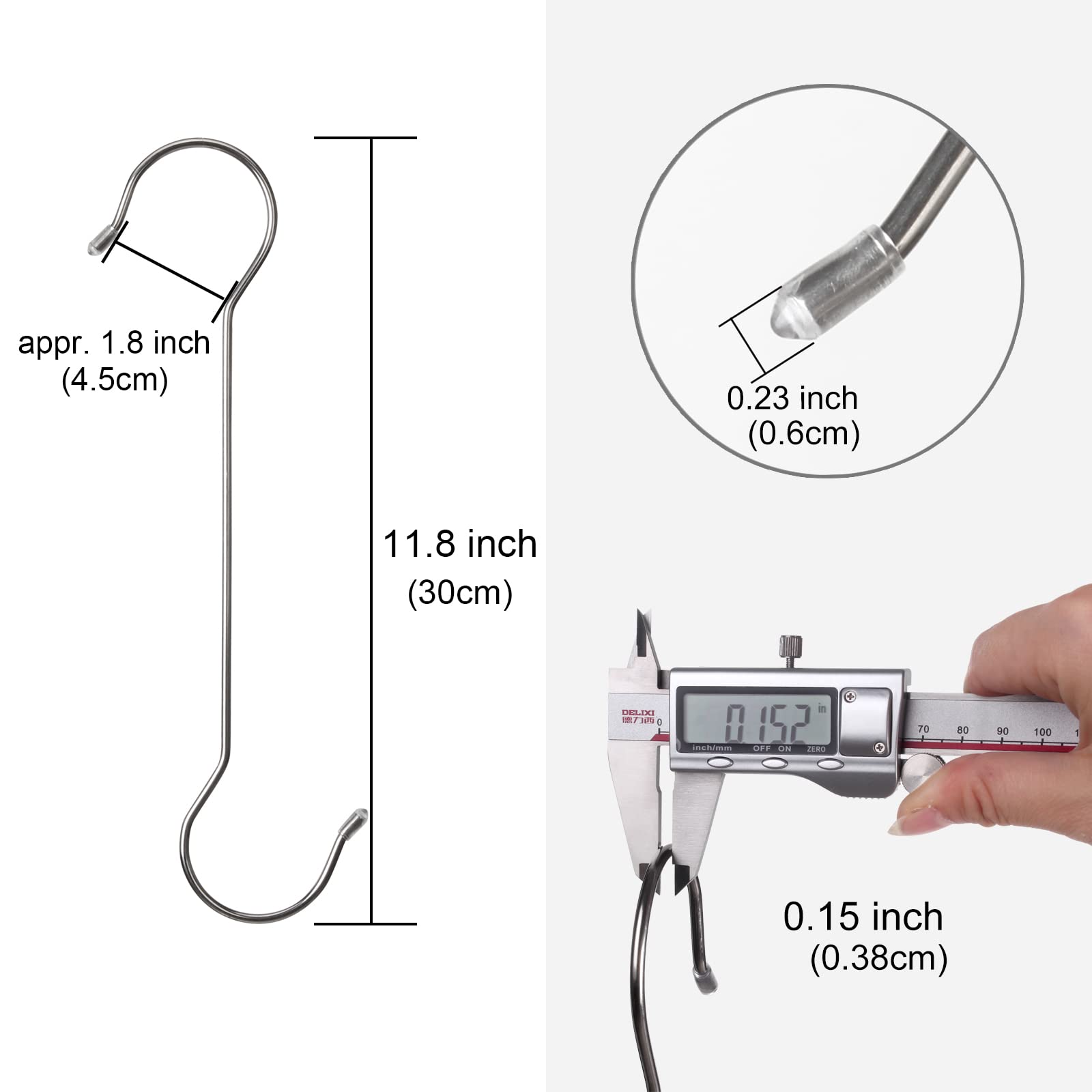 Extra Large Stainless Steel S Hooks - 12 Pack -2 Extra Large Stainless Steel S Hooks - 12 Pack -2