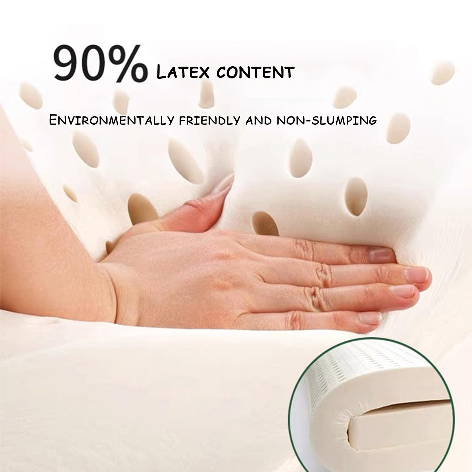Natural Latex Topper Firm -2/3/4/6 Inch - Durable and Not Easy to Collapse,Memory Foam Mattress Topper,Natural Latex Mattress,4in,135X190cm(53X75IN)