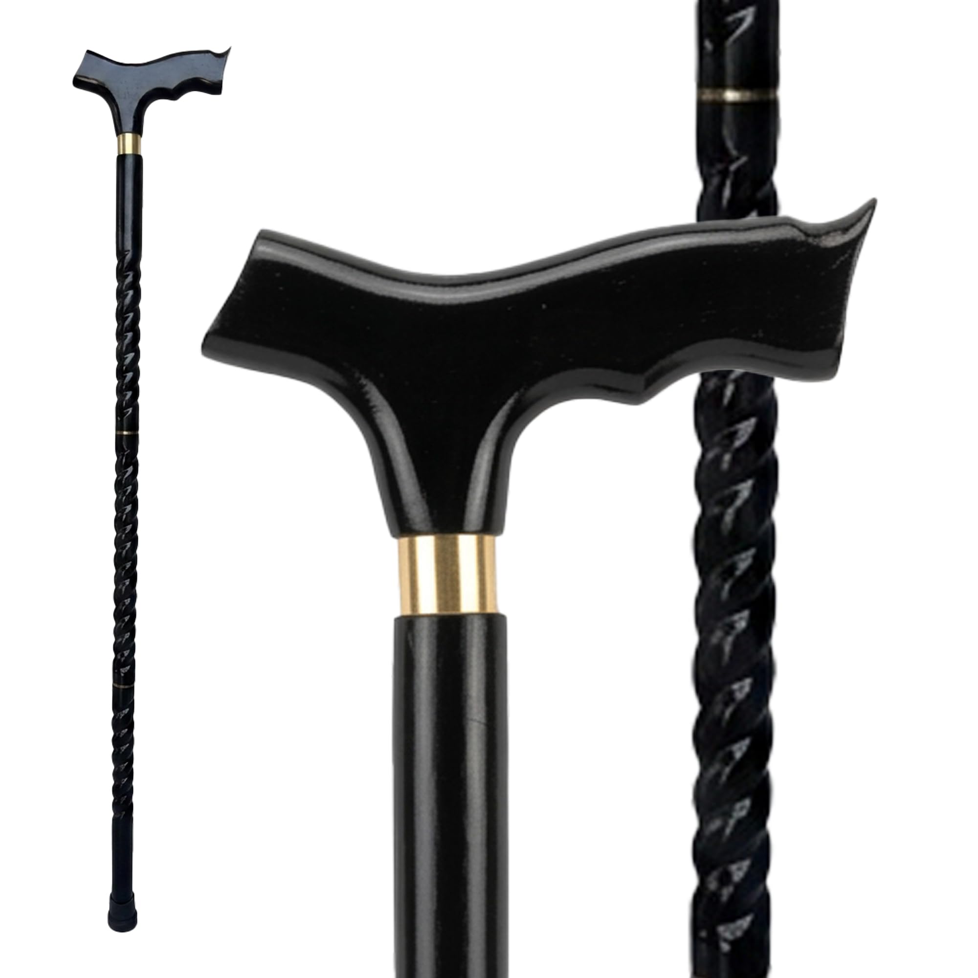 Bastone da passeggio pieghevole in legno, 91 cm, manico ergonomico in ottone massiccio, palissandro indiano, per uomini, donne e anziani