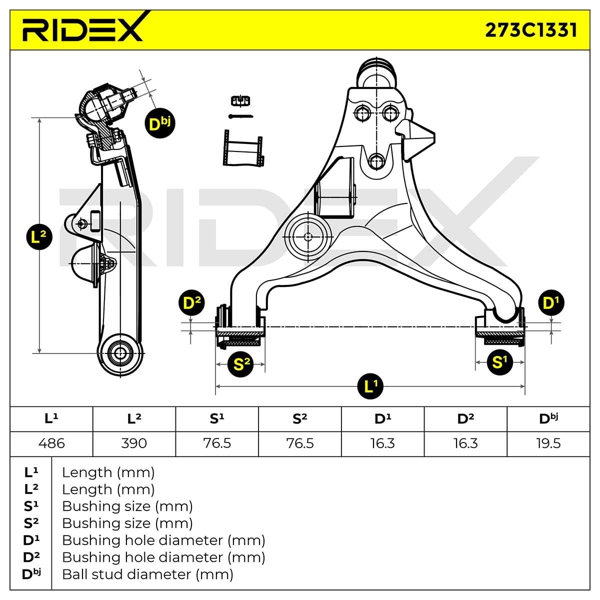 Wahacz Zawieszenia Koła RIDEX 273C1331 przód lewo Kompatybilny z MITSUBISHI Pajero II V30 PAJERO IV V8W, V9W PAJERO IV Van V90, V80 Pajero III SUV Cabrio V6W, V7W PAJERO III V7W, V6W