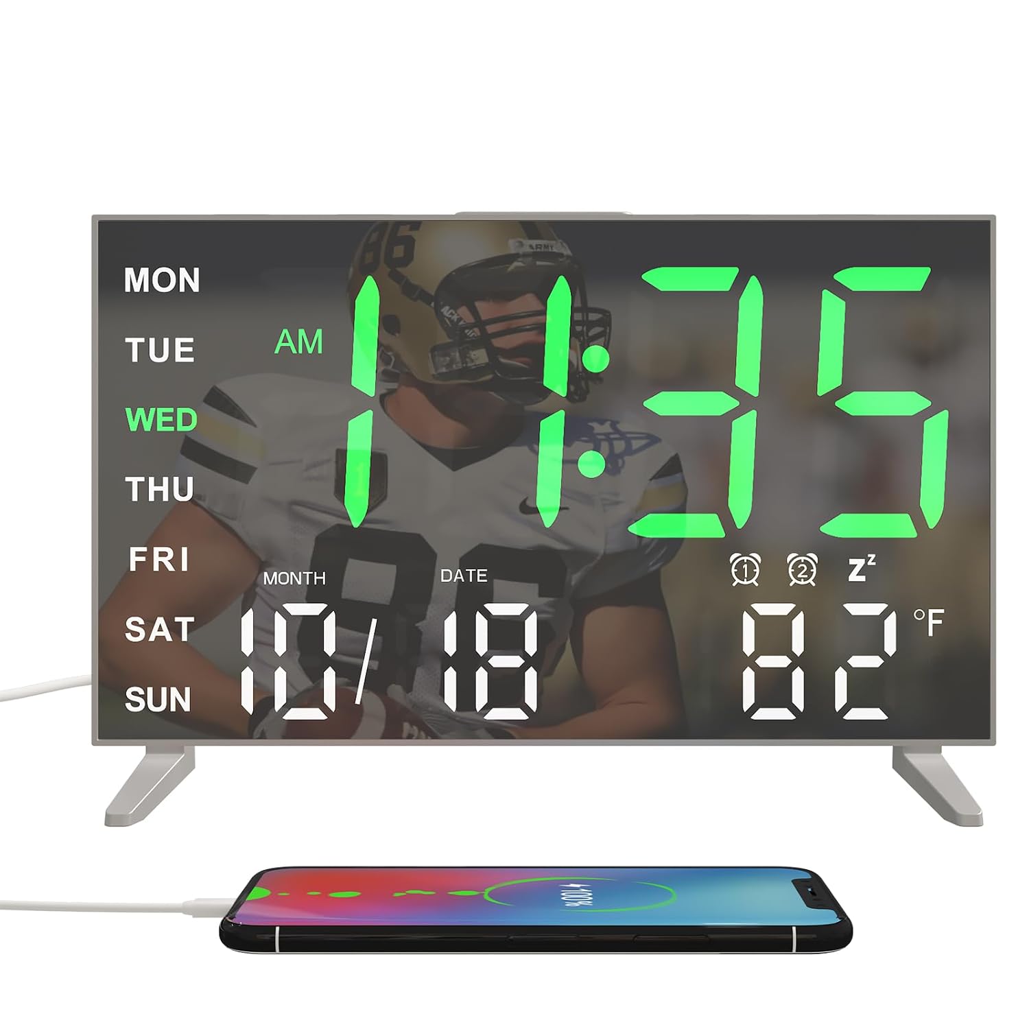 MEISHIDA Alarm Clocks for Bedrooms Small Digital Clock LED Mirror Alarm Clock with USB Ports Desk Clock for