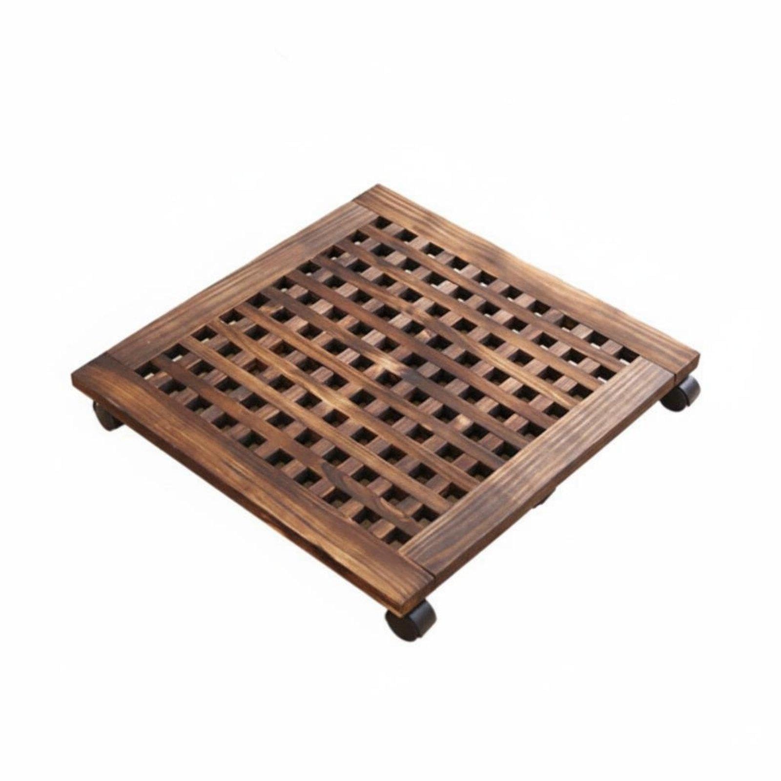 CALANDIS Planter Tray with Wheels Anti Wood Rolling Pot Trolley Heavy Duty Wooden Plant Pot Trolley for Outdoor, Indoor, Balcony 50CM Grid Square Baskets, Pots & Window Boxes-image-33