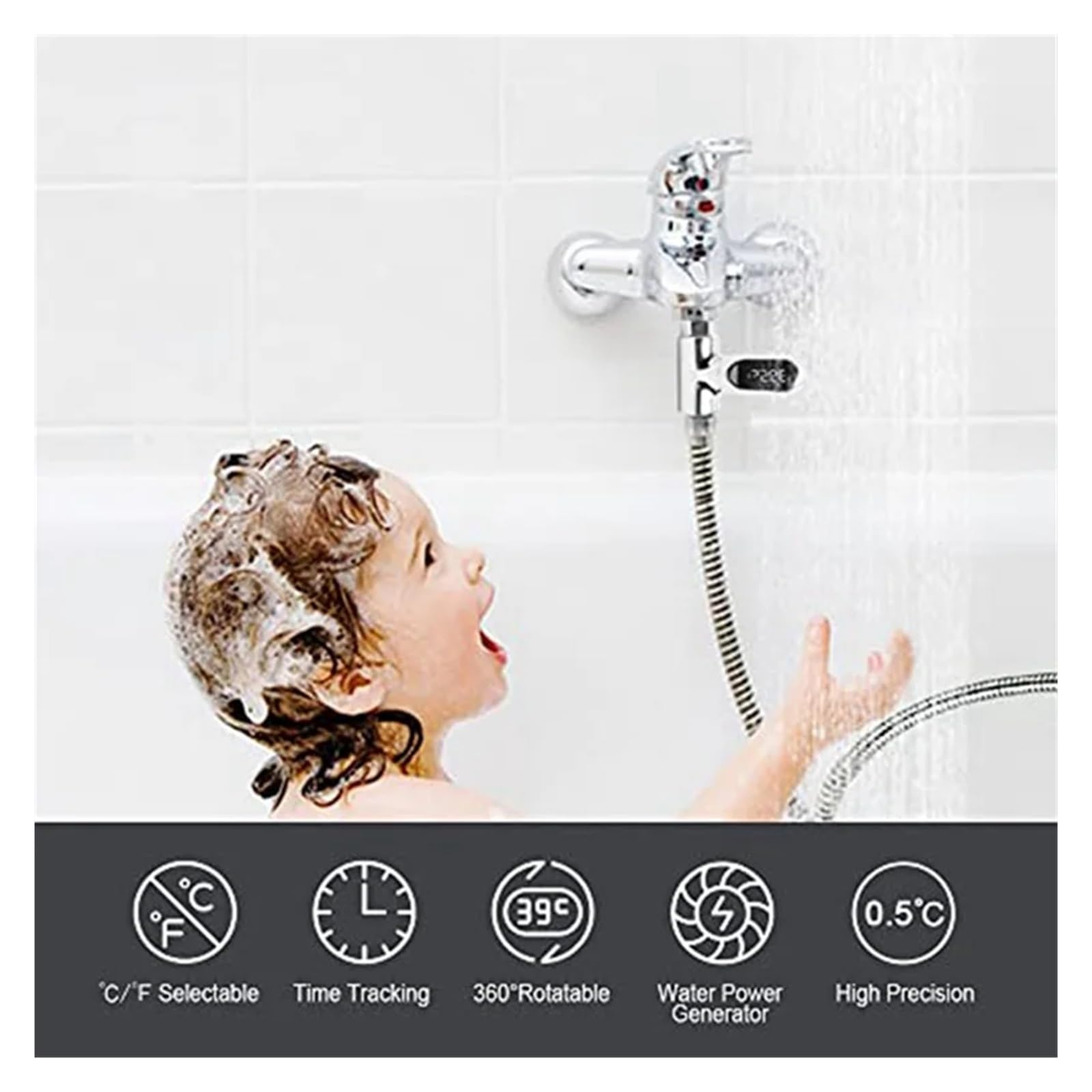 Medidor de temperatura de ducha 1 juego de termómetro ducha con pantalla digital LED y agua for Para el hogar y el baño