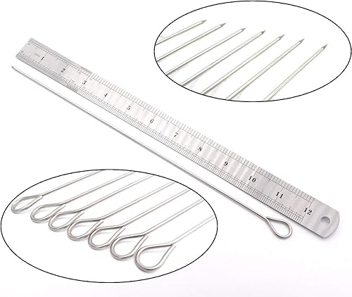 Miniatura 6 de Brochetas de metal para barbacoa de 12 pulgadas de largo, brochetas de acero inoxidable, paquete de 30 (brochetas de barbacoa de 12 pulgadas, 30p)