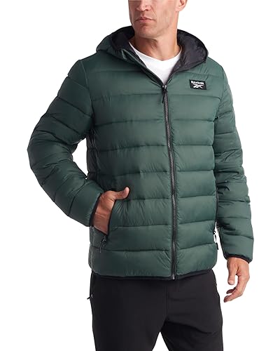 Reebok Mens Puffer Jacket - Lightweight Quilted Glacier Shield Plus Size Puffer Jackets for Men - Insulated Mens Winter Coats