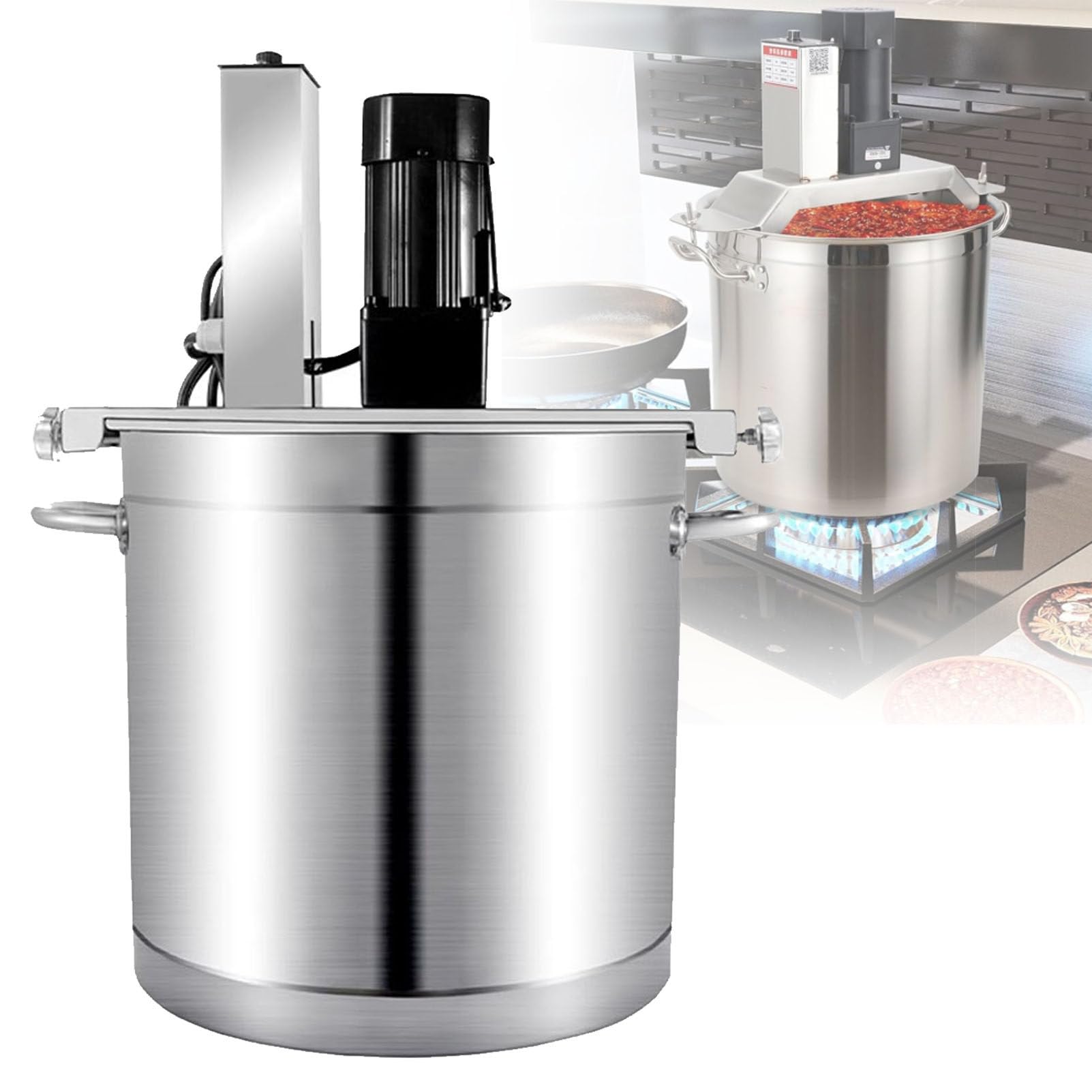 Stainless Steel Stand Food Mixer, Electric Mixer Machine for Jam Sauce, Commercial Food Mixer, 4 Blade Stirring Scraper, for Making Jam, Sauce, Filling, Seasoning Bottom Soup Sauce Stirre,25L