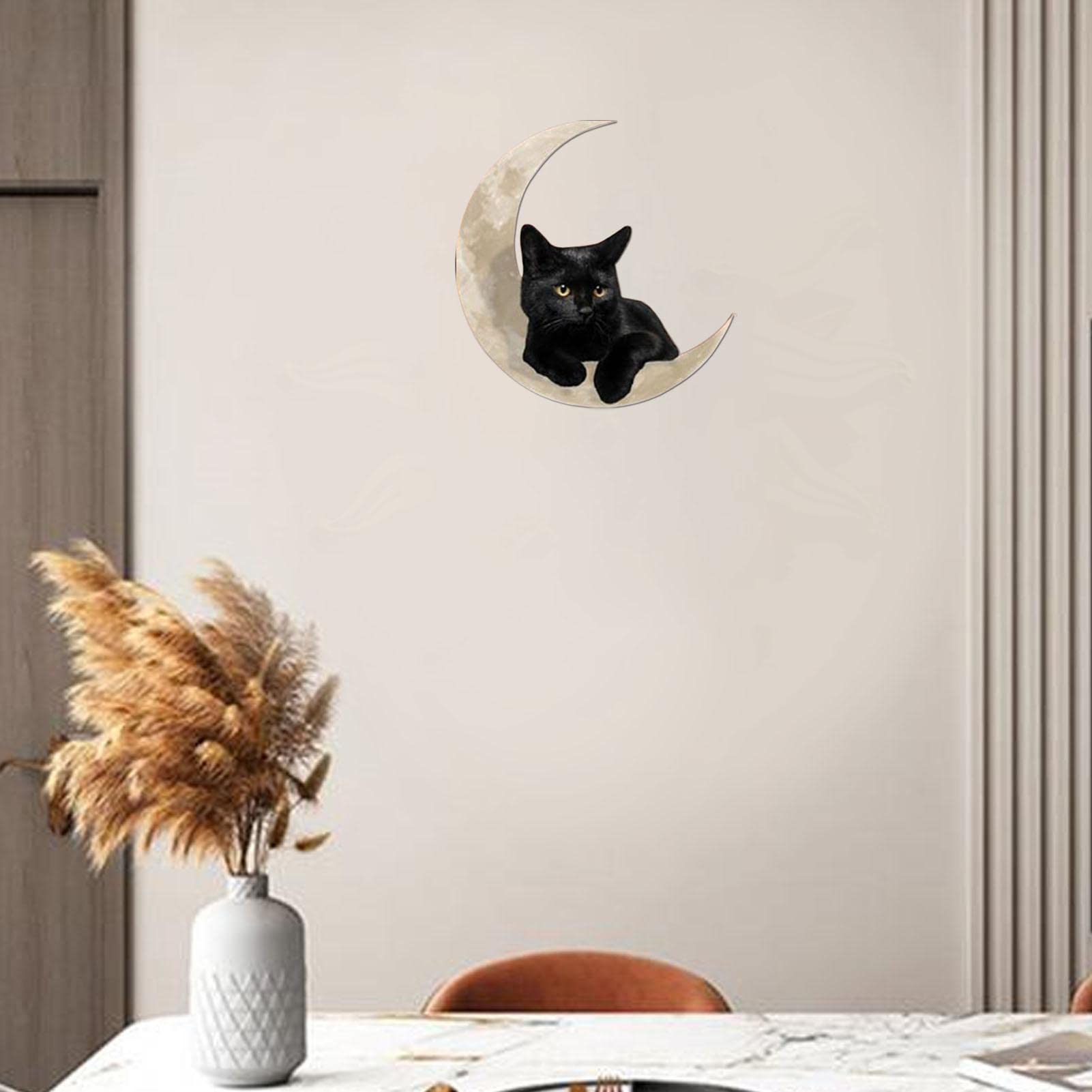 Amazon.co.jp: Cipliko 黒猫 月 メタルサイン 黒猫月飾り 猫メタル