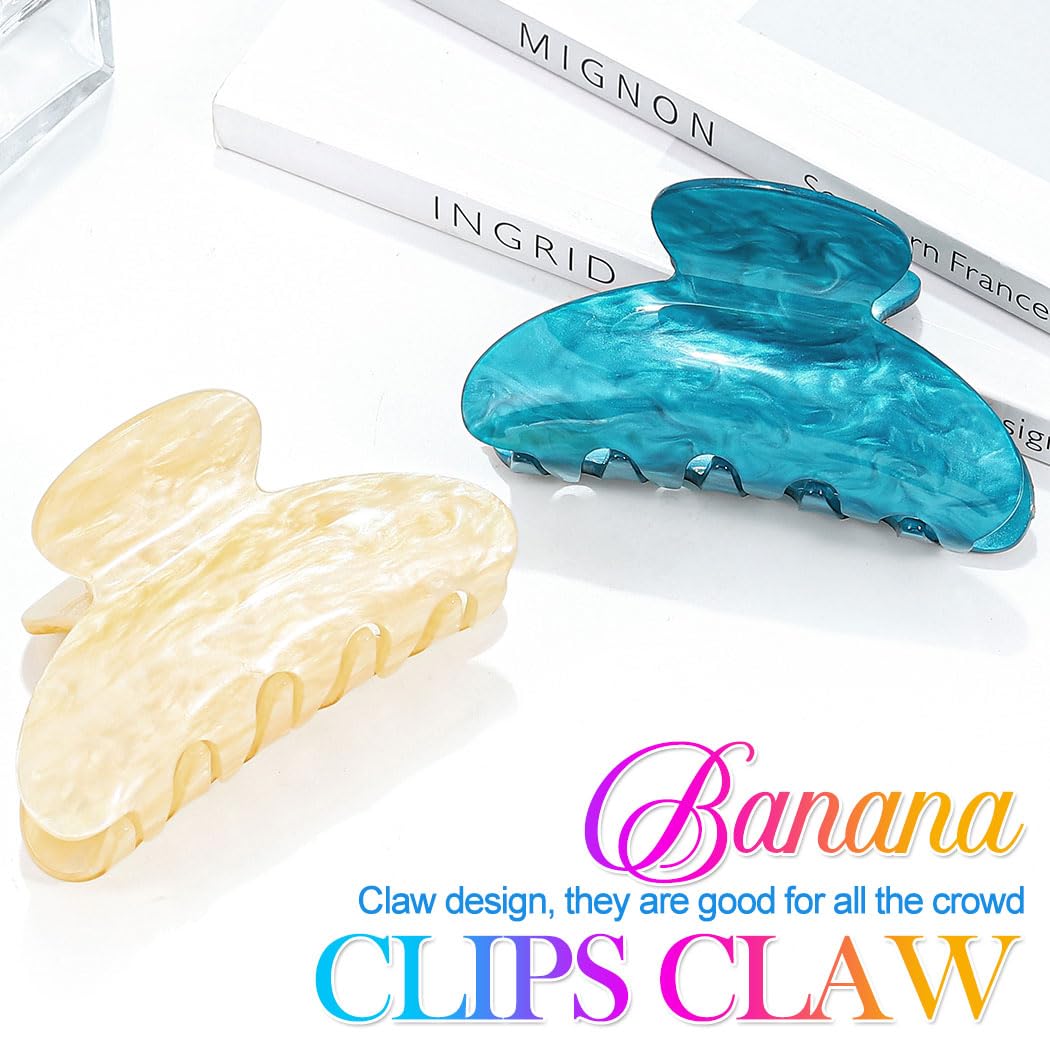 Reaky Acrylic Claw Clips Pink Hair Clip Cute Medium Hair Claws Hair Accessories for Women (royal blue+khaki) - Image 2