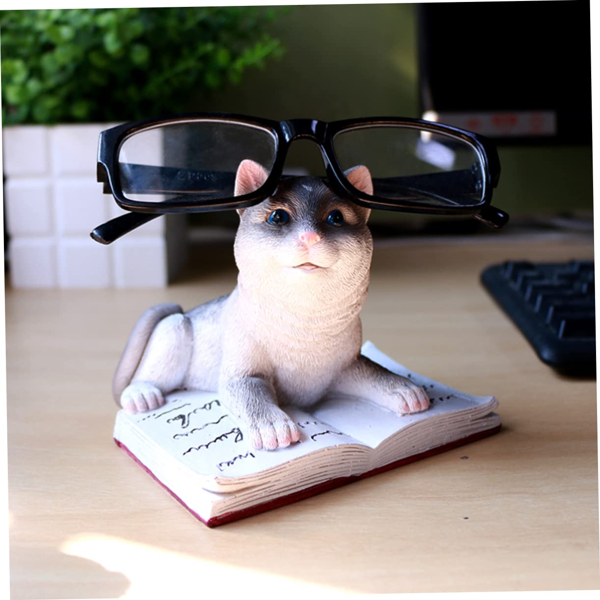 FUNOMOCYA Hunde Brillenständer Aus Harz - Tier Ornament Tischdekoration 12x10,5cm