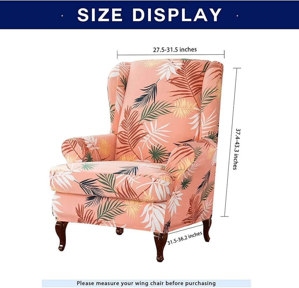 Konsilsa Wingback Chair Slipcover,2-Piece Armchair Cover Stretch Elastic Wingback Chair Covers Wing Backed Chair Covers slipcovers for wingback Chairs Relax Wing Chair Slipcover