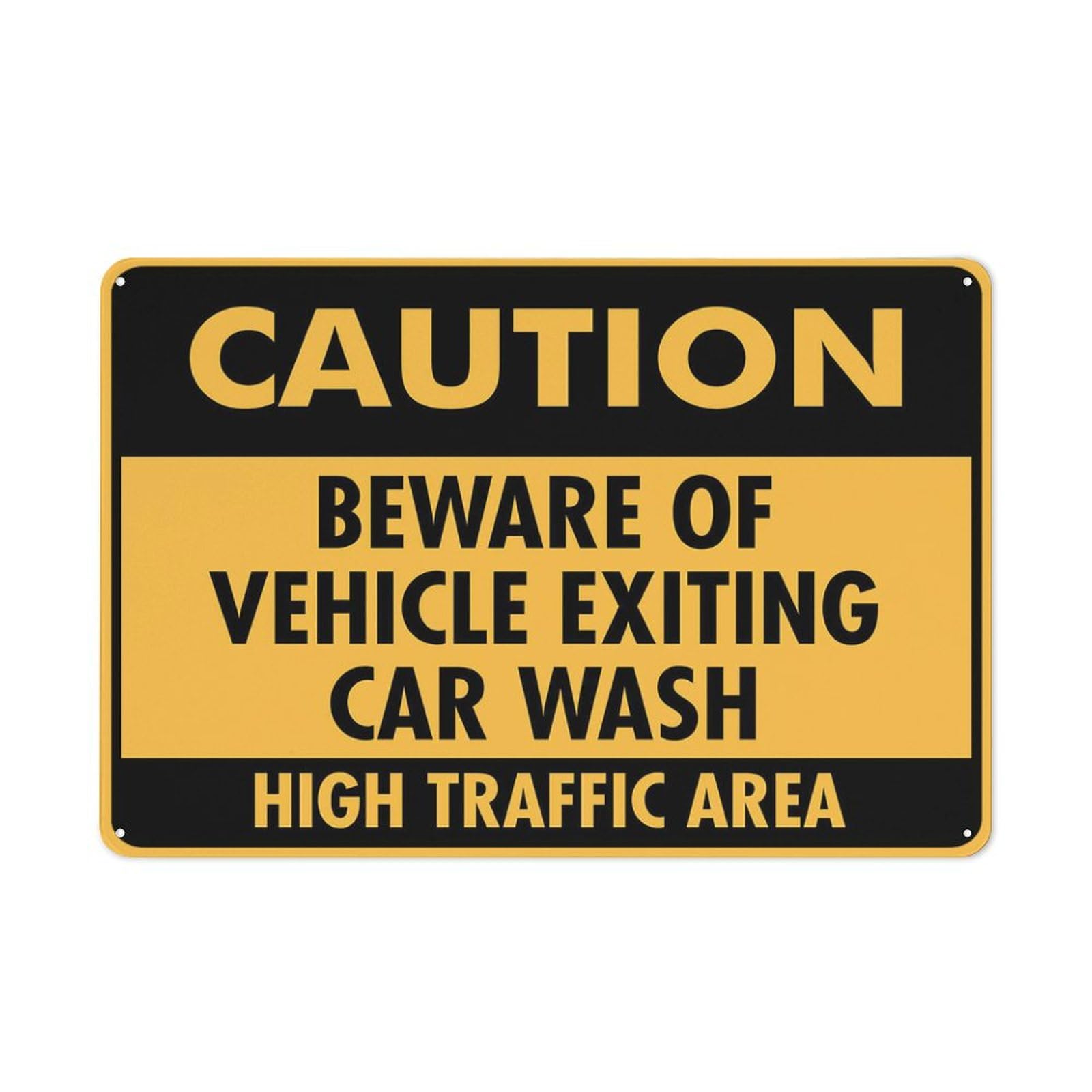 Caution Beware Of Vehicle Exiting Car Wash Sign 12X8 Inches Metal Aluminum Signs, Weather Resistant, Weatherproof, Indoor Or Outdoor