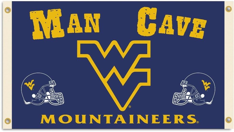 NCAA West Virginia Mountaineers Man Cave Flag with 4 Grommets (3 x 5-Feet)