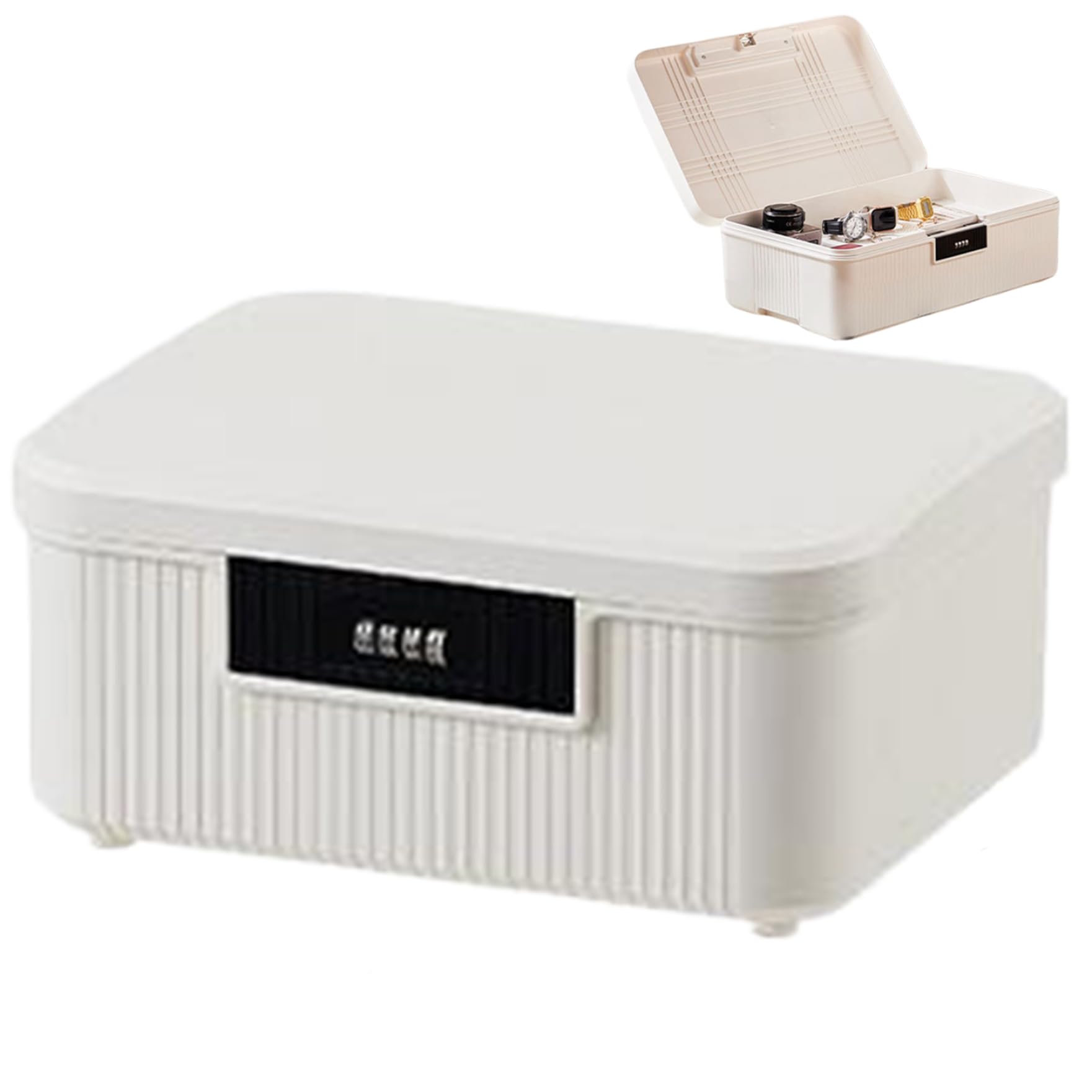 CAKEEYUM Lockable Medicine Box, 9l Double Layer Combination Lock Box, Heavy Duty Lockable Storage, Leakproof Medicine Lock for Kitchen Home School Office, White