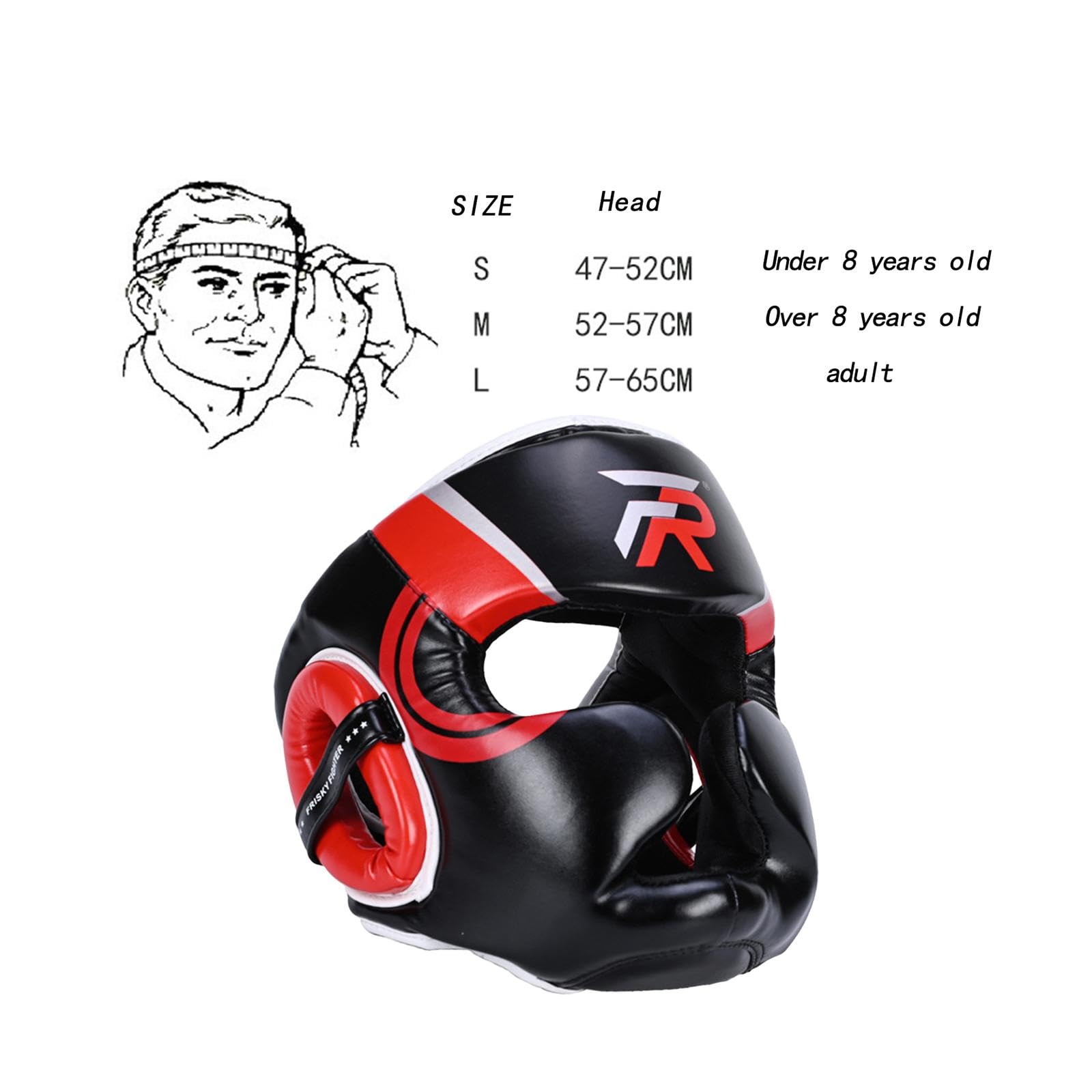 Casco Boxe Protettivo per Bambini Adulti Uomini Donne Casco Taekwondo Regolabile Imbottito Copertura Integrale Viso Materiale Traspirante in PU Pelle