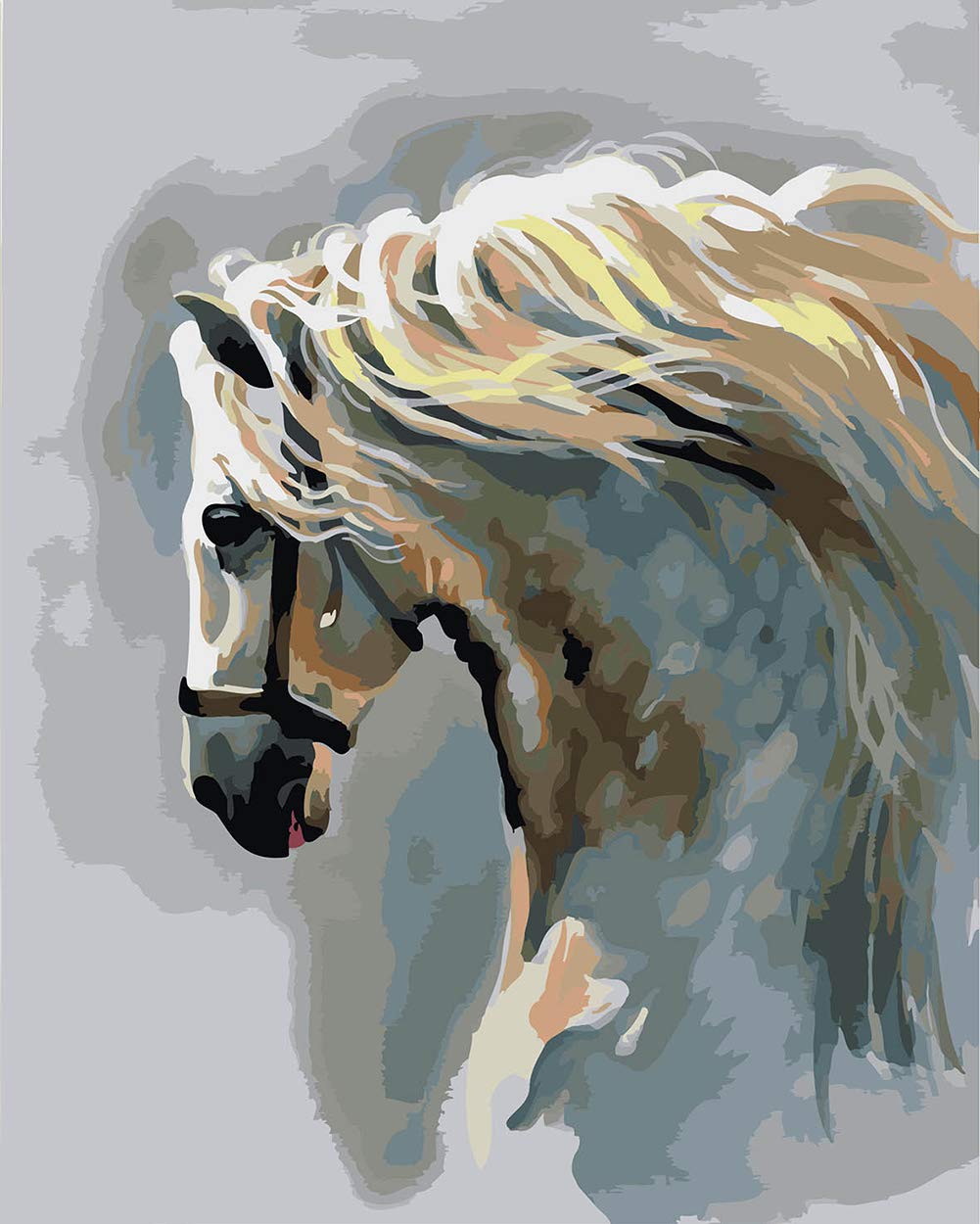 Wowdecor Paint by Numbers for Adults Beginner Kids, Number Painting - White Horse, Horses Animals 40x50 cm - Wall Art Gifts (Framed)