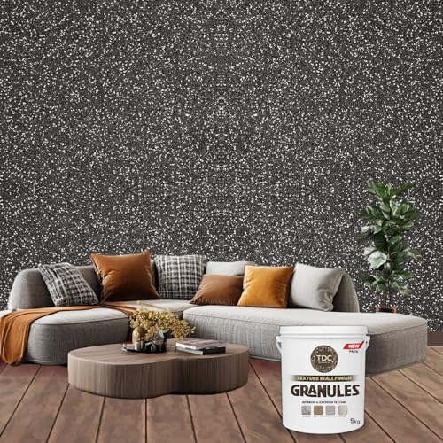 Image of The Decor Co. Marble Texture Wall & Floor Paint with 3D Designer Stone and Granite Luxury Finish Washable Water Resistant Acrylic Emulsion for Interior Exterior Home Decor DIY (1Pc, Granuls Black, 5kg)