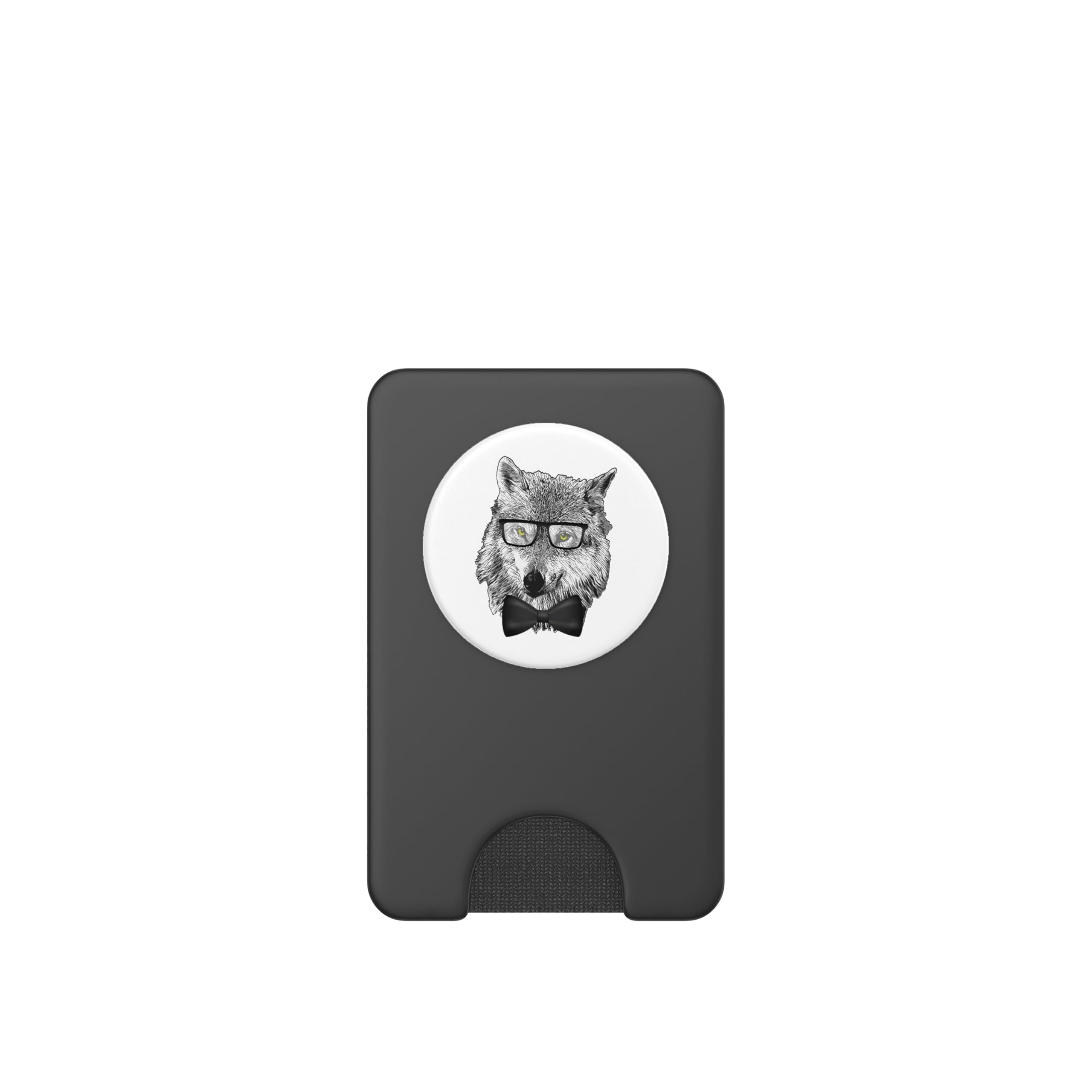 Wolf Nerd Themed Costume Party Wolves Lover Cool Theme PopSockets PopWallet for MagSafe, Black - Image 2