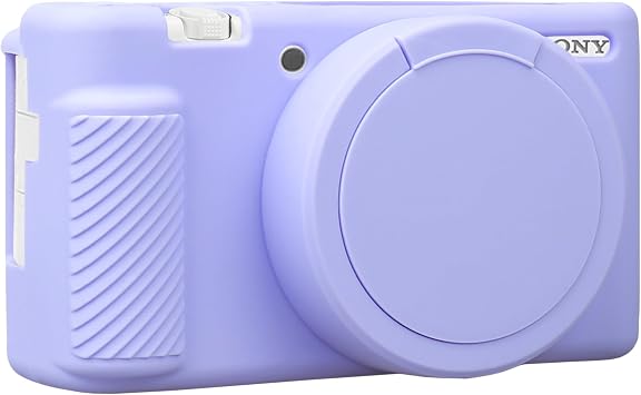 BOVKE Soft Camera Case for Sony ZV-1 Digital Camera, ZV1 Camera Silicone Case Cover Rubber Body Skin Protector Sleeve with Removable Lens Cover fits Sony ZV-1 Vlogging Camera, Purple