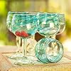 Margarita Glasses Hand Blown Hand-Blown Mexican Margarita Glasses - Set Of 2 (Aqua Swirl Design) Blue Margarita Glasses
