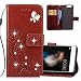 Produktbild EMAXELERS Huawei P10 Hülle Glitzer Bling Diamant Schmetterling Blumen Clover PU Leder Ledercase Flip Tasche Wallet Schutzhülle Etui Handytaschefür Huawei P10,Diamond Brown Butterfly Clover