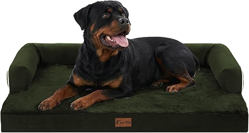 Miniatura 40 de Cama ortopédica para perros extragrandes, cama de espuma XL con forma de caja de huevos impermeable con lados 45x35 pulgadas, cama de sofá para