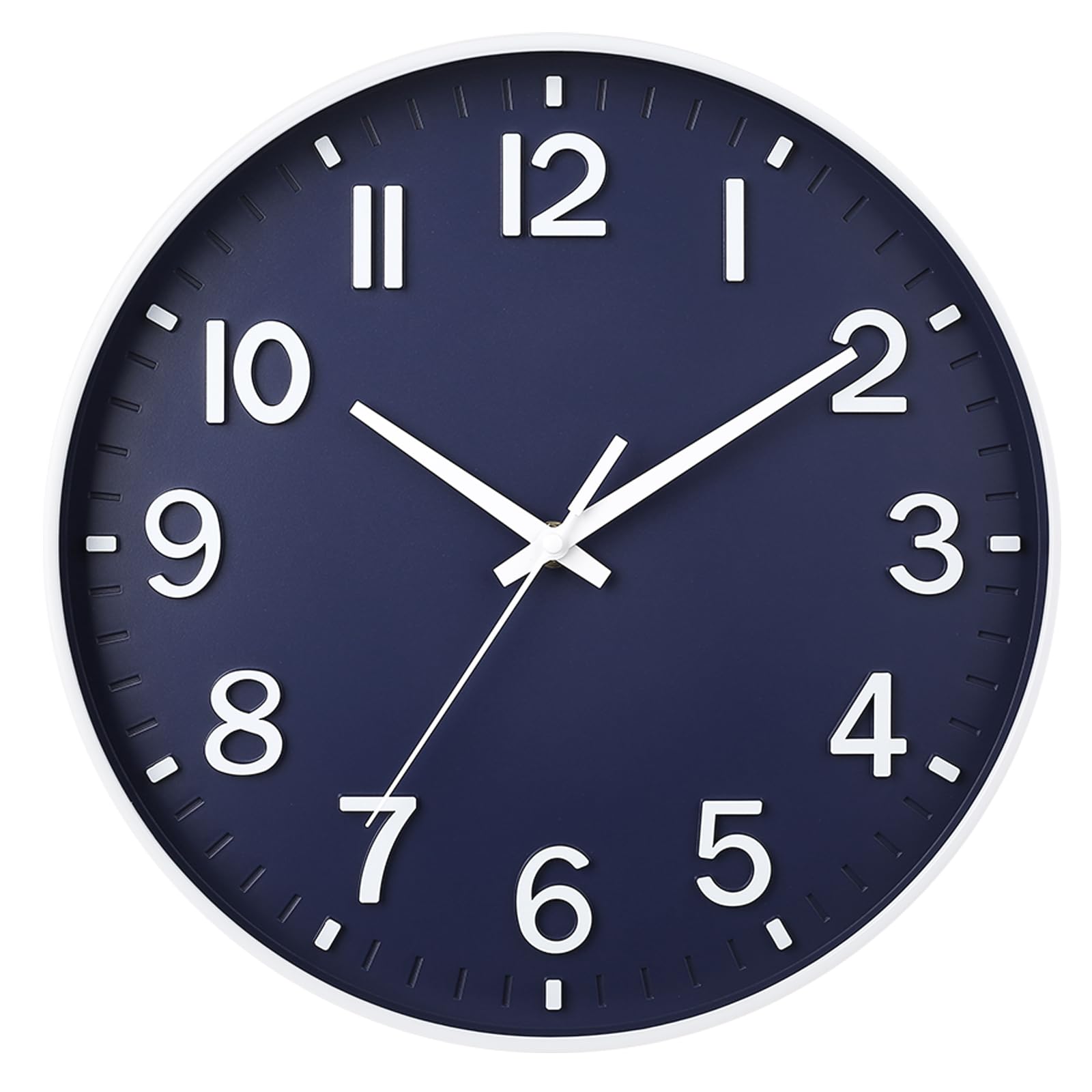 HZDHCLH Wall Clocks Battery Operated,Wall Clock Navy Blue,12 inch Wall Clock Silent Non Ticking Modern 3D Numbers for Kitchen Bedroom Living Room Office Classroom Decor
