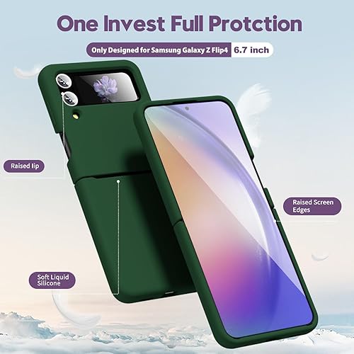Miniatura 10 de oakxco Funda protectora mate para Samsung Galaxy Z Flip 5 de silicona líquida, color sólido brillante fluorescente, bonita funda protectora delgada