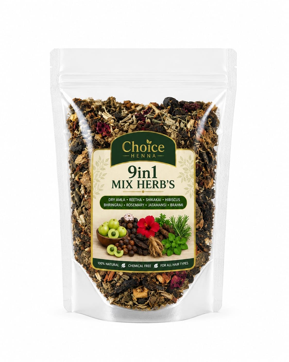 9 in 1 Mix Herbs Powder for Hair | Raw Dry Amla, Reetha, Shikakai, Hibiscus, Bhringraj, Rosemary, Jatamansi, Fenugreek & Brahmi | Natural Hair Care-image-42