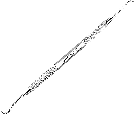 Utopia Care Professional Dental Tartar Scraper Tool, Dental Pick, 7 Inch Double Ended Tartar Remover for Teeth, Plaque Remover, Tooth Scraper, Silver, 1 Piece