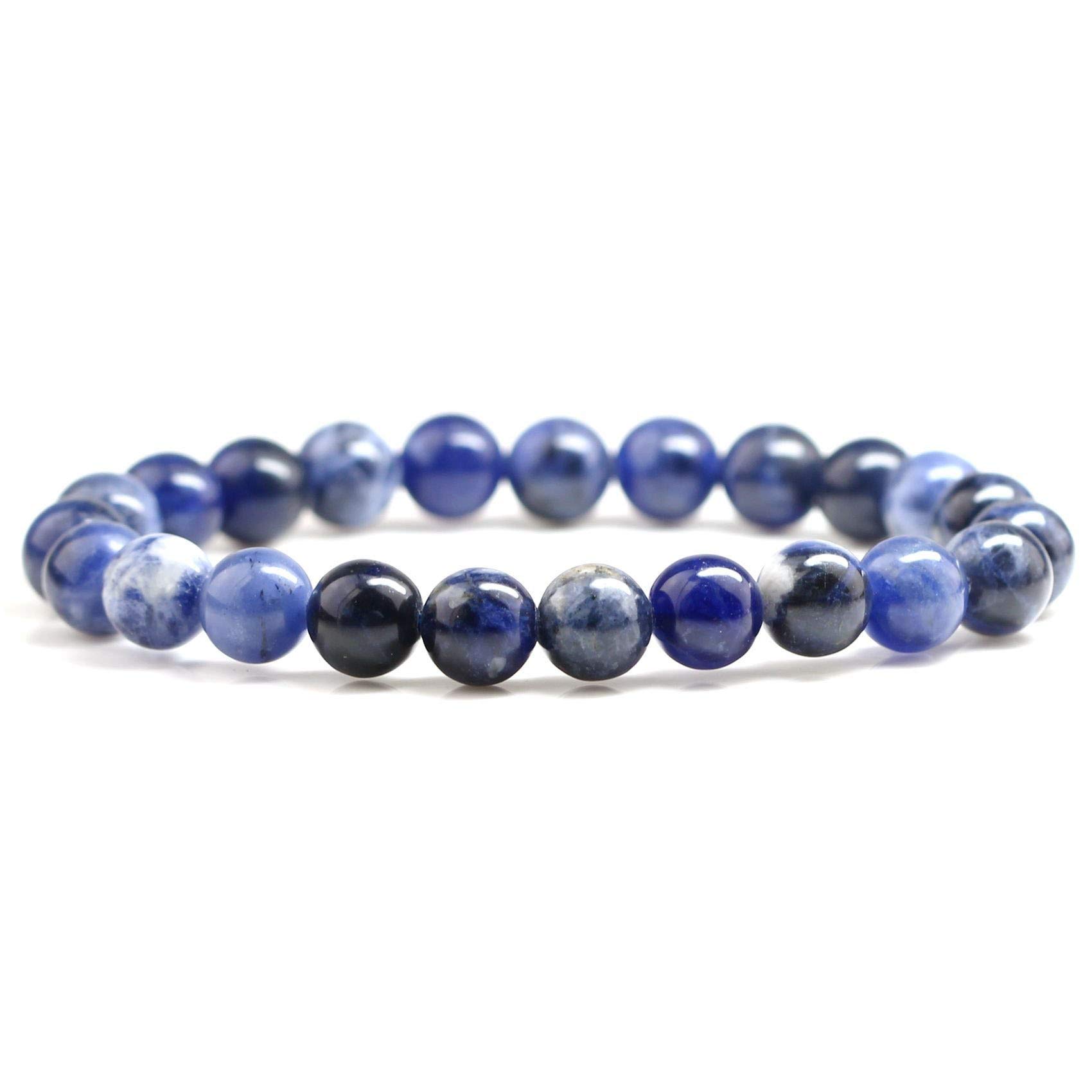 Clearain Natural Gemstones Bracelet 8mm Chakra Round Beads Energy Power Crystal Reiki Healing Elastic Stretch 7 Inch for Women Men Unisex