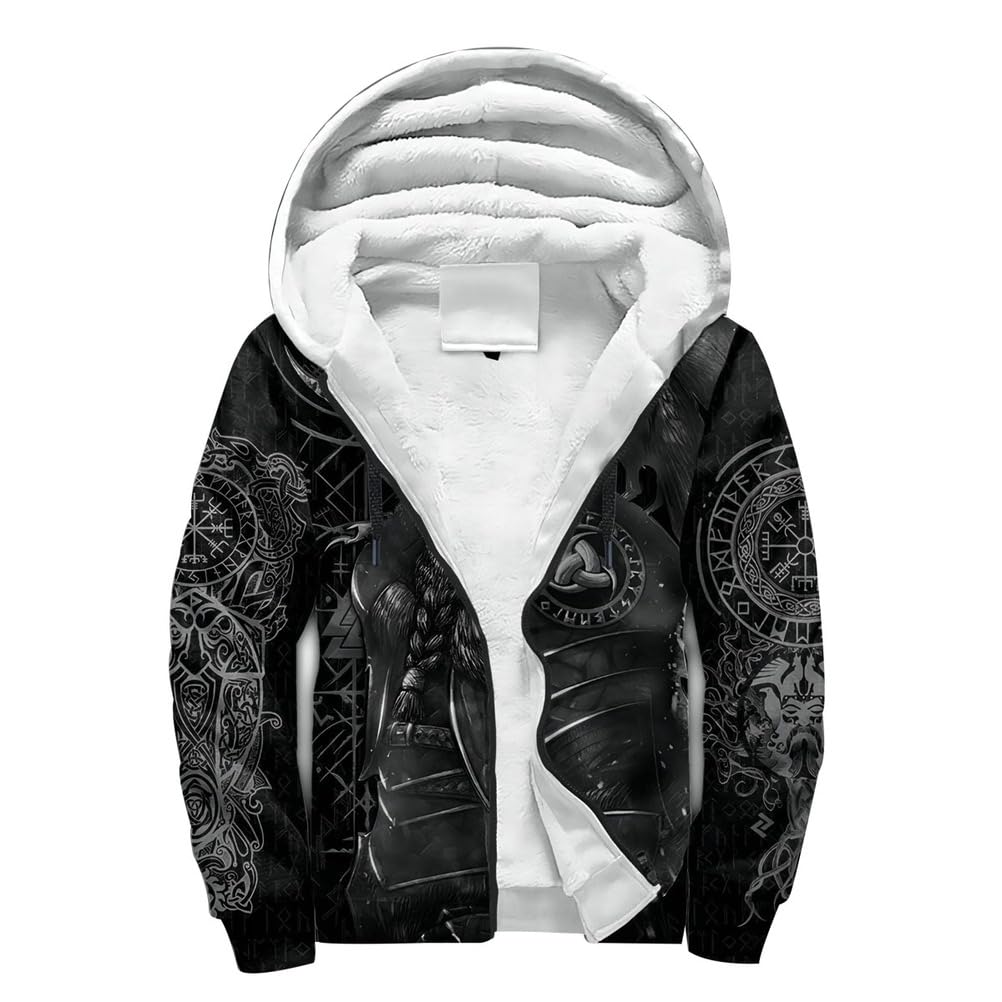 Odin Bluza z kapturem, męska, rog, wegwizor, Yggdrasil, na lato, zimę, kostium Wikingów, Cosplay, ciepła bluza z kapturem, L