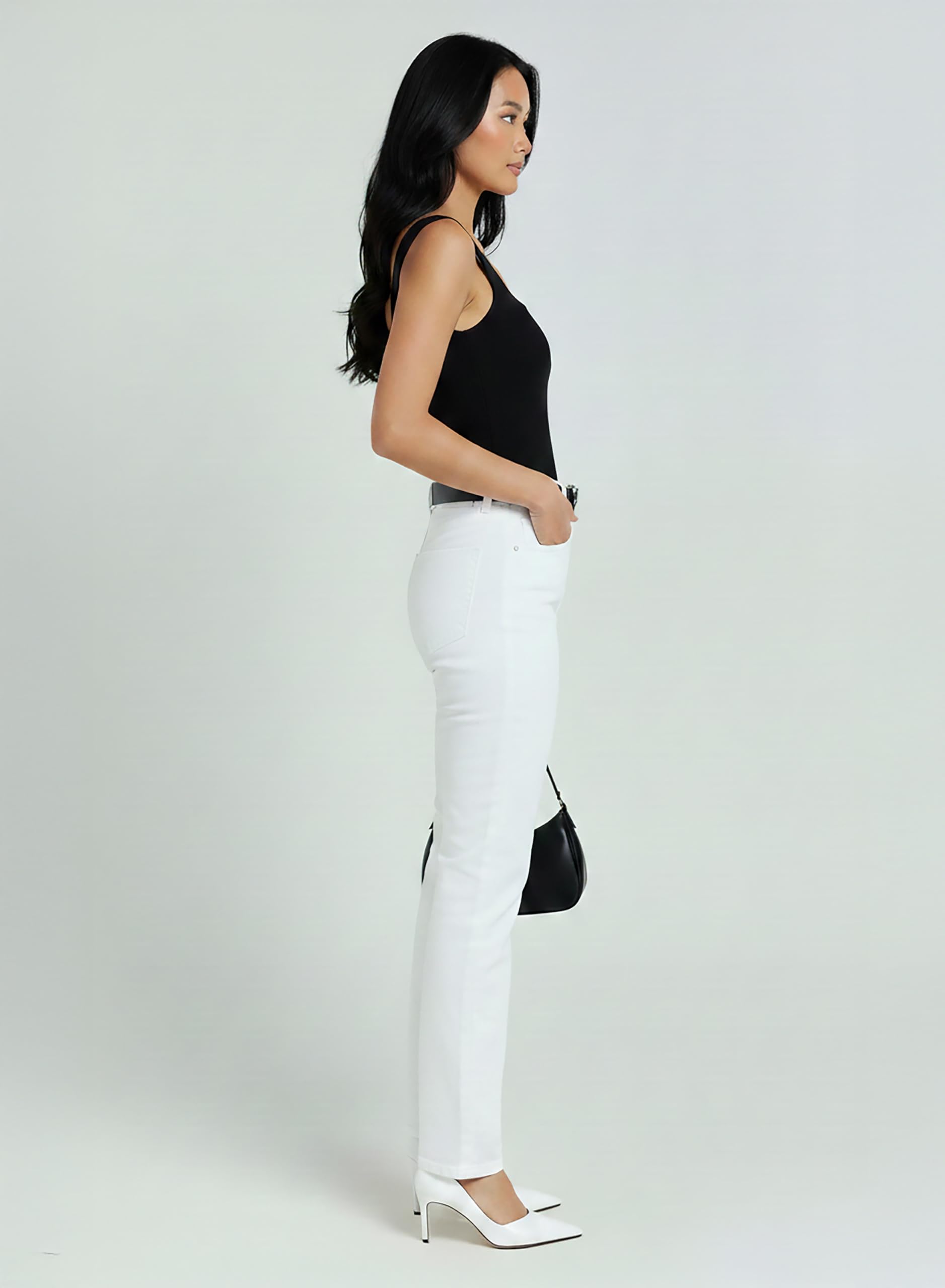ESRA Straight Leg Jeans Damen Jeans High Waist – Premium Stretch Jeans Damen aus extra weicher Baumwolle