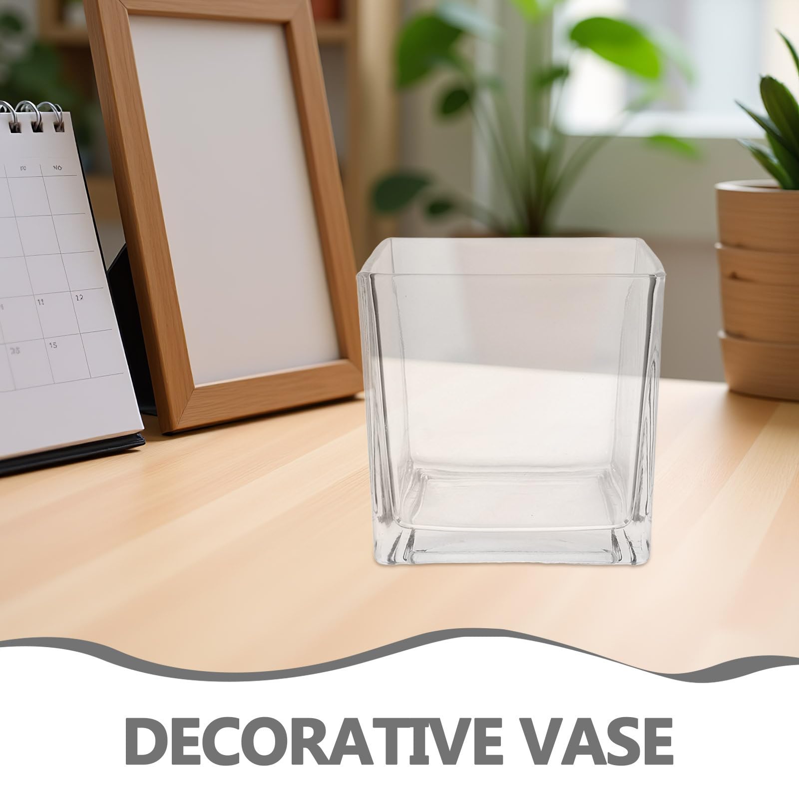 Jarrón de Cristal Cúbico de Vidrio Transparente para Plantas | Contenedor Hidropónico, para Flores, Uso en Cocina y Oficina, Estilo Simple y Chic