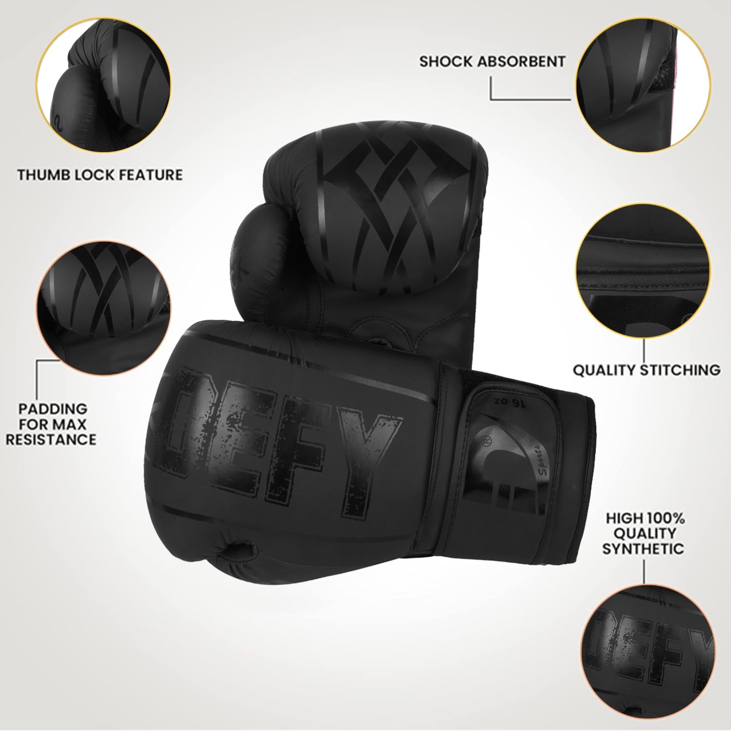 DEFY Boxing Gloves for Men & Women - Premium Quality Synthetic Leather Boxing Gloves for Training - Perfect for Punching Heavy Bags, Sparring, & Fighting Gloves