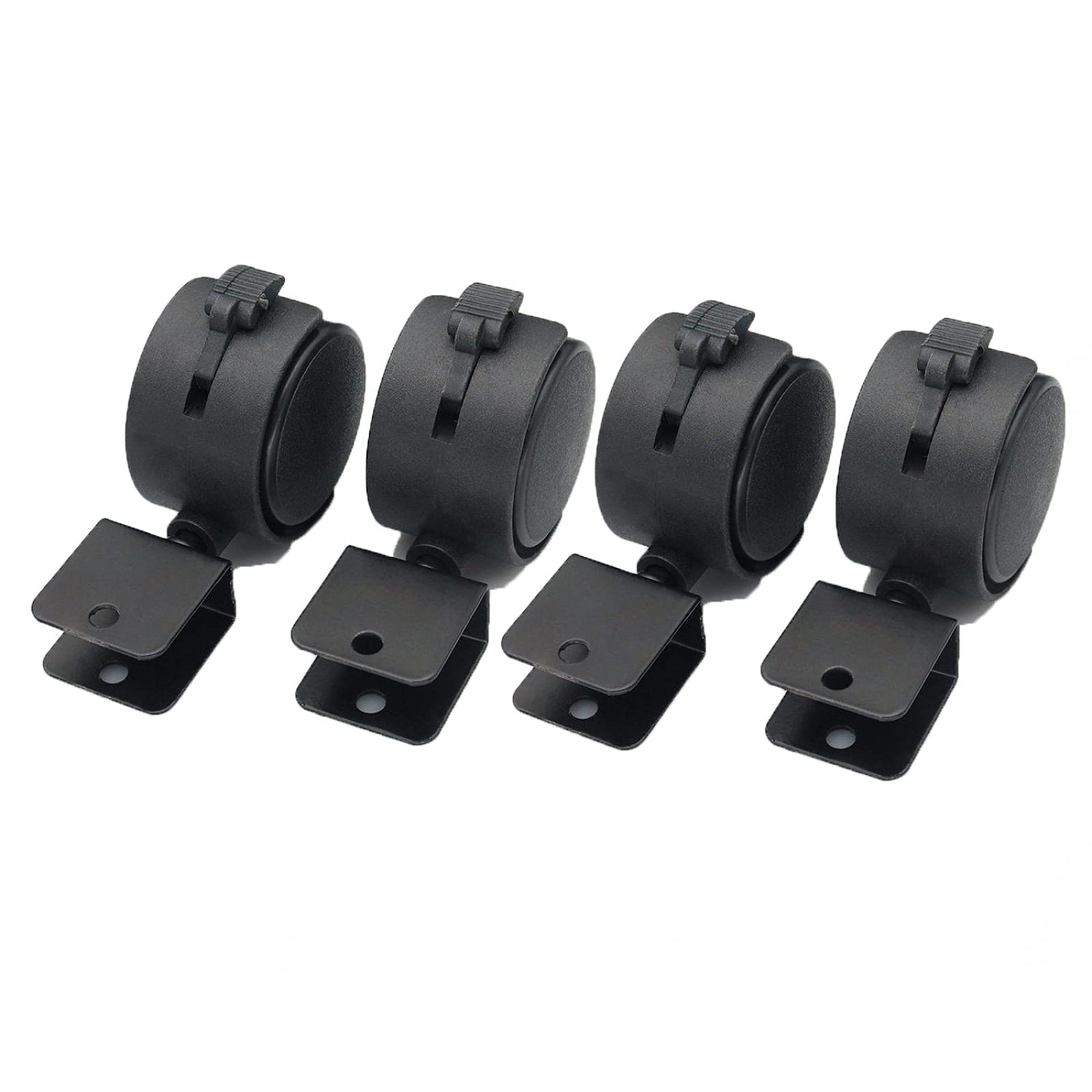 Rotelle girevoli a Forma di U da 4 Pezzi, rotelle per mobili Fai da Te, rotelle mobili per Supporto per Fiori, capacità di carico 60 kg, Ruote girevoli con Freno con Viti (Nero), 2