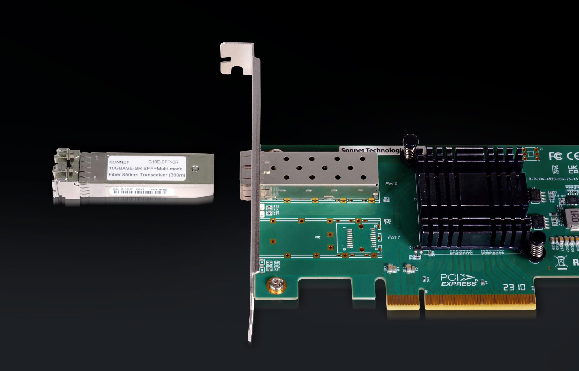 Sonnet Solo10G Carte PCIe SFP+ V2 - Carte PCIe Optique 10 Gigabit Ethernet avec émetteur-récepteur SFP+