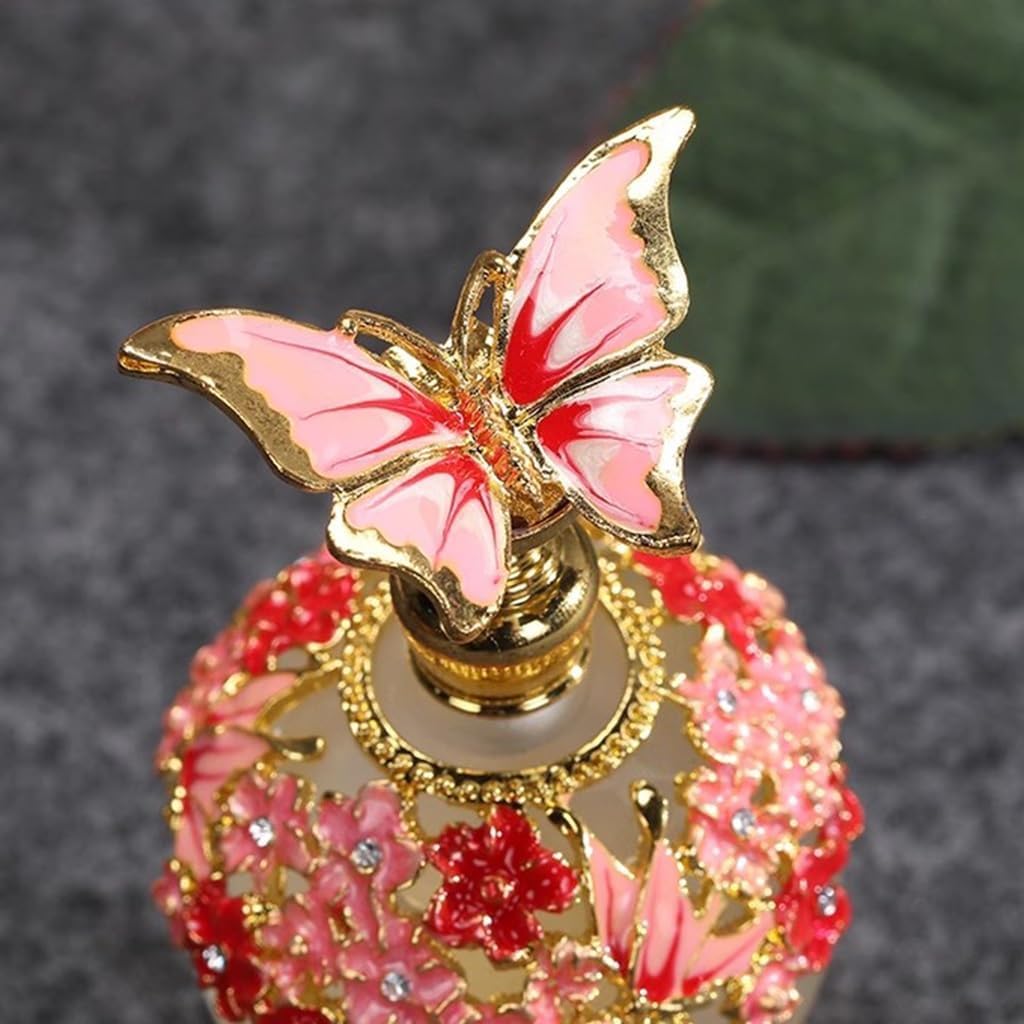 Butelka na perfumy w stylu vintage, pusta butelka, szkło 25 ml z osłoną motylkową