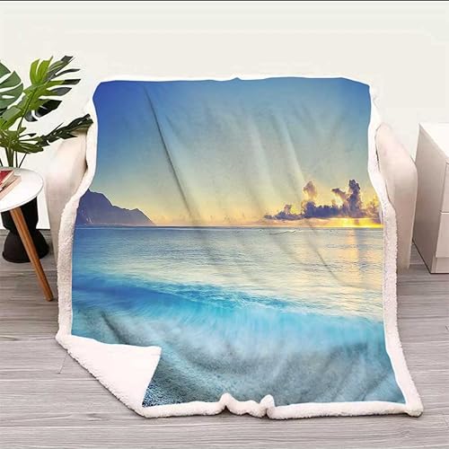 Seaside View Cobijas Calientes para Invierno - Mantas decorativas de otoño para sofá, dormitorio, tamaño de bebé, 39 x 47 pulgadas
