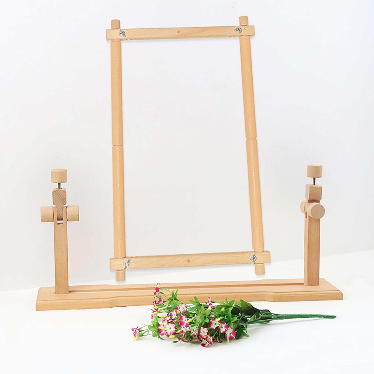 Supporto per ricamo in legno, supporto per telaio da ricamo regolabile, strumento di supporto ricamato per rotazione in legno di faggio naturale, per progetti di ricamo di artigianato artistico e cu