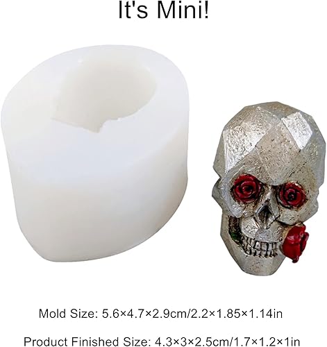 Miniatura 2 de Molde de vela de silicona de cabeza de calavera 3D de tamaño pequeño para Halloween, Fondant, herramientas de decoración de tartas de chocolate,