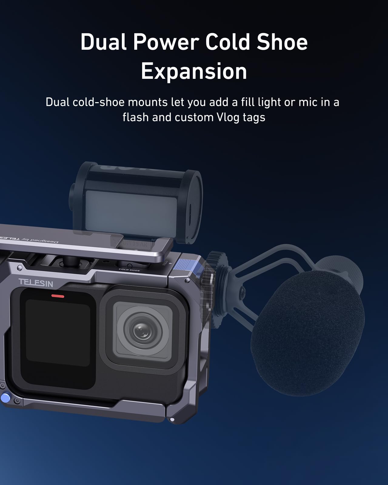 TELESIN Street Grip Kit pour Hero 9-13 | avec Cage Métallique Rabbit | Poignée Grip avec Design à Bascule | Coque en Alliage d’Aluminium | Emplacement Carte TF | Accès Rapide Batterie | Poignée Vlog