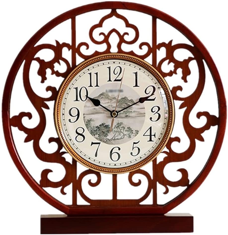 Clocks Table Clocks Table Clocks Living Room Home Clocks Mute Solid Wood Desktop Desktop Ornaments (Color : A, Size : 2436CM)