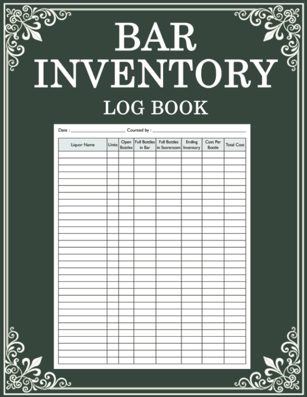 Bar Inventory Log Book: Drinks and Cocktails Stock Record Keeper