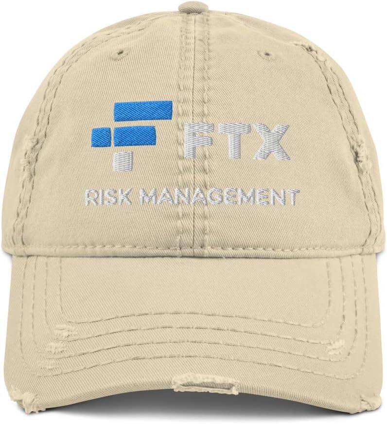FTX Risk Management Hat (Embroidered Distressed Dad Cap) Funny FTX Crypto Parody