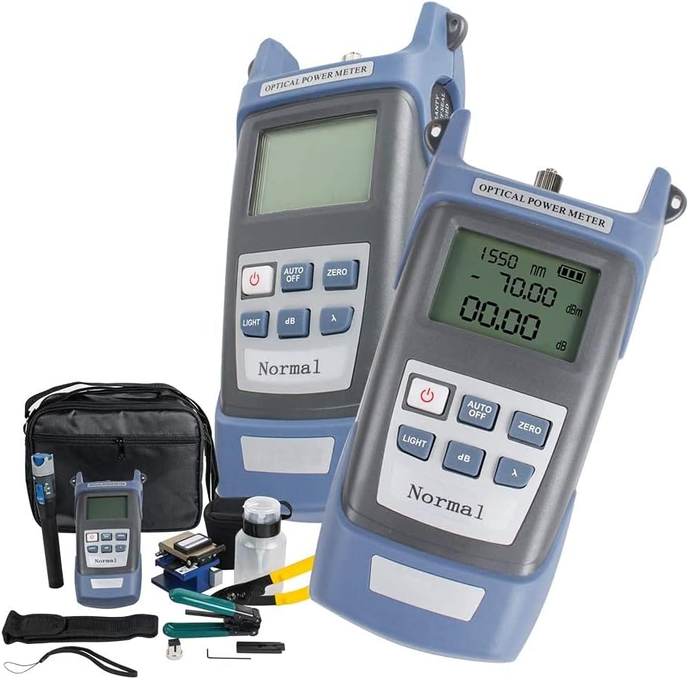 Fiber Optic FTTH Tool Kit FTTH Assembly Optical Fiber Termination Tool Kit with FC-6S Cleaver Optical Power Meter Visual Fault Locator 1mw Finder Cable Cutter Stripper 5km